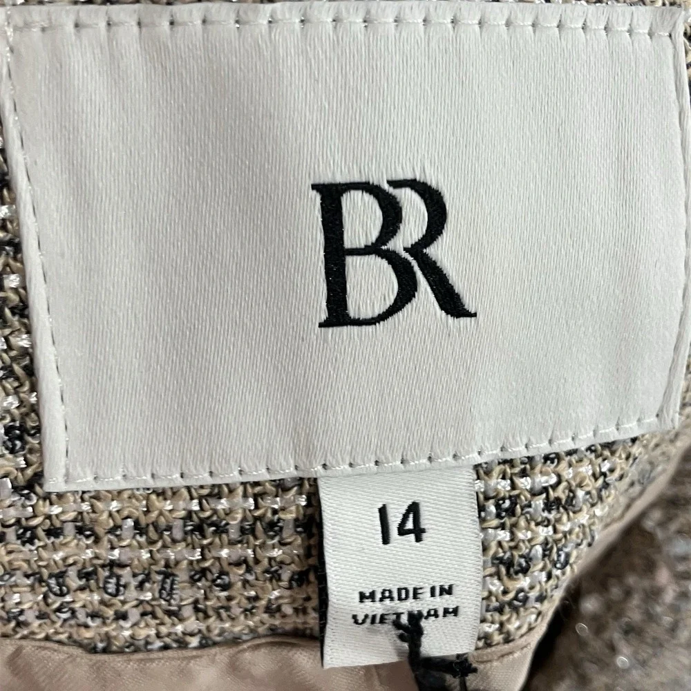 BR Tweed Blazer‎ Womens Size 14 NWT Textured Career Jacket Neutral Boucle
